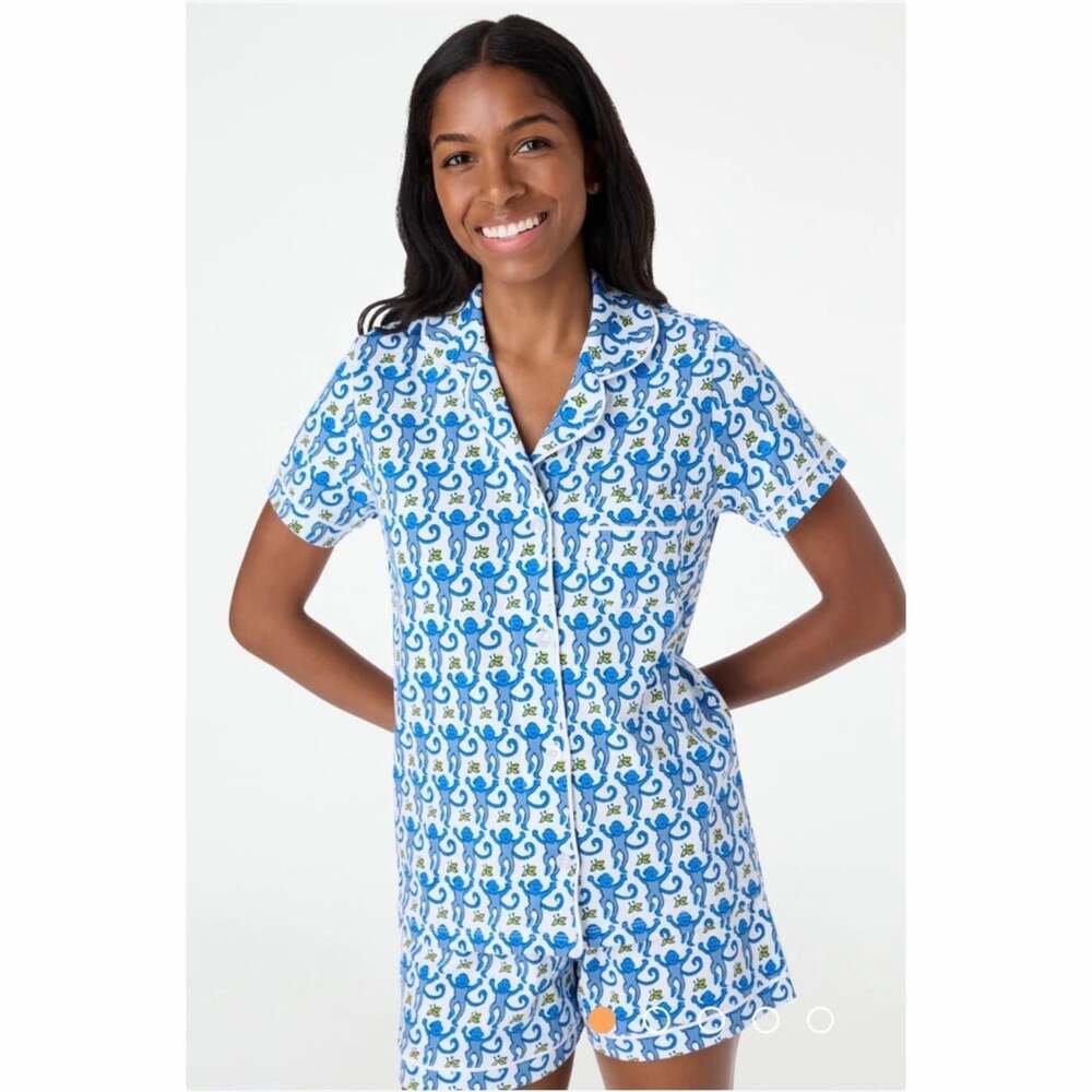 Roller Rabbit Blue Monkey Print Pajama Set